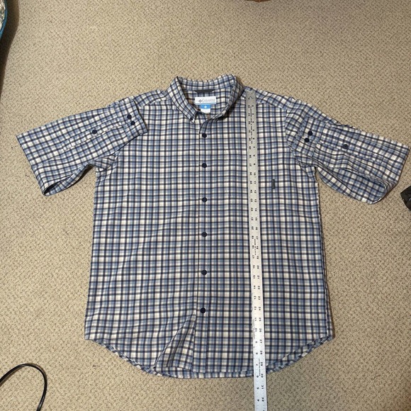 COLUMBIA Men’s L Cotton Plaid Shirt Button Down Collar - Picture 7 of 7